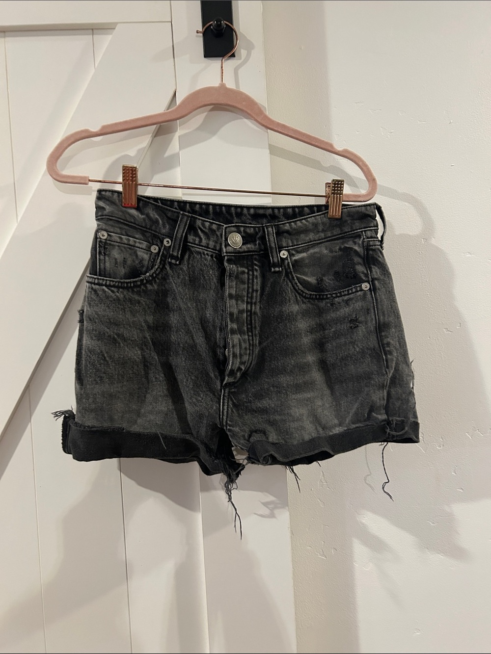 rag & bone Washed Black Denim Shorts